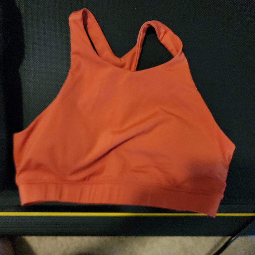 Cleo Harper Vibrant Orange Sports Bra Racerback Design